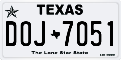 TX license plate DOJ7051