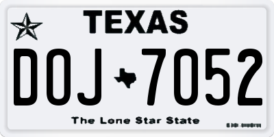 TX license plate DOJ7052