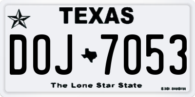 TX license plate DOJ7053