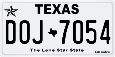 TX license plate DOJ7054