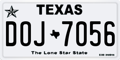 TX license plate DOJ7056