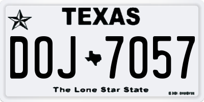 TX license plate DOJ7057