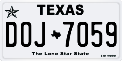 TX license plate DOJ7059