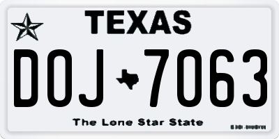 TX license plate DOJ7063