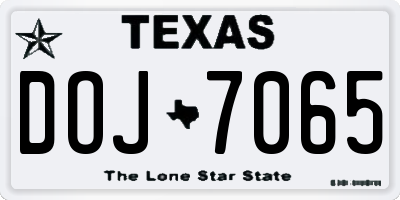 TX license plate DOJ7065