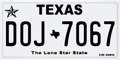 TX license plate DOJ7067