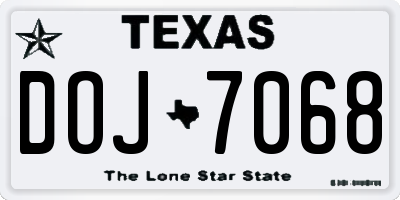 TX license plate DOJ7068