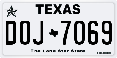 TX license plate DOJ7069