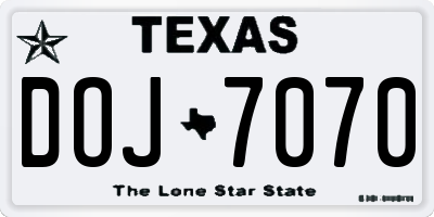 TX license plate DOJ7070