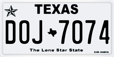 TX license plate DOJ7074