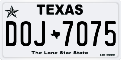 TX license plate DOJ7075