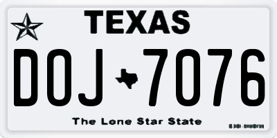 TX license plate DOJ7076