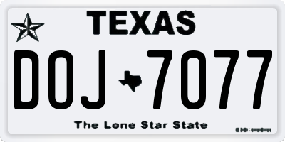 TX license plate DOJ7077