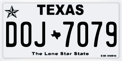 TX license plate DOJ7079