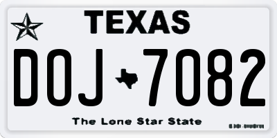TX license plate DOJ7082