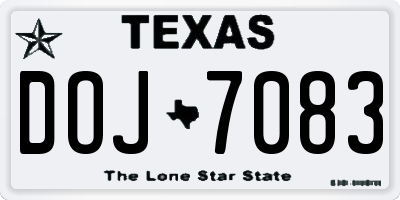 TX license plate DOJ7083
