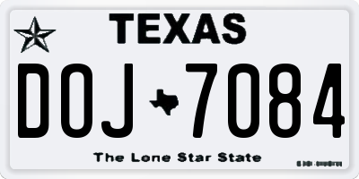 TX license plate DOJ7084