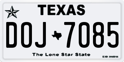 TX license plate DOJ7085