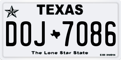 TX license plate DOJ7086
