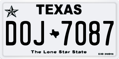 TX license plate DOJ7087