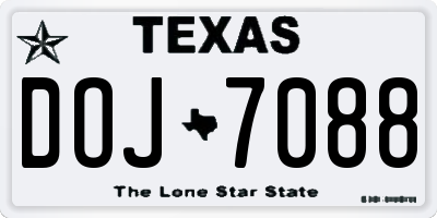 TX license plate DOJ7088