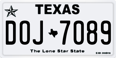 TX license plate DOJ7089