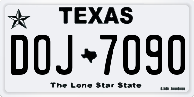 TX license plate DOJ7090