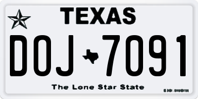 TX license plate DOJ7091