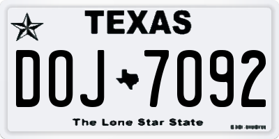 TX license plate DOJ7092