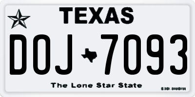 TX license plate DOJ7093