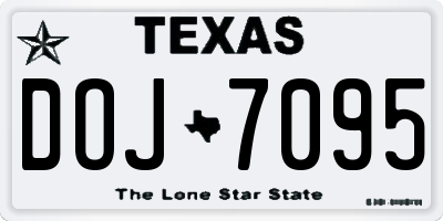 TX license plate DOJ7095