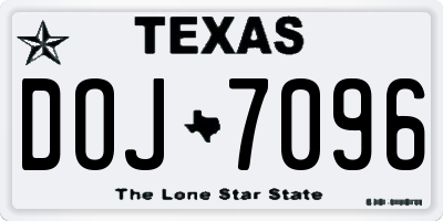 TX license plate DOJ7096