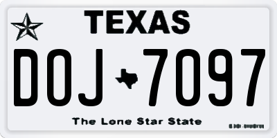 TX license plate DOJ7097