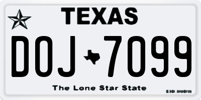 TX license plate DOJ7099