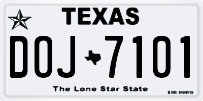 TX license plate DOJ7101