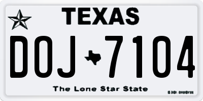 TX license plate DOJ7104