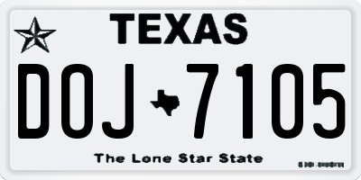 TX license plate DOJ7105