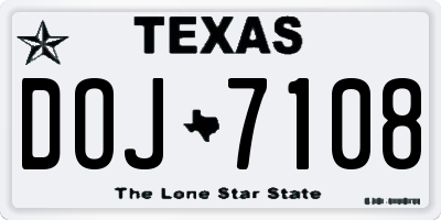TX license plate DOJ7108