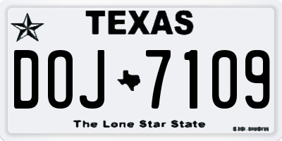 TX license plate DOJ7109