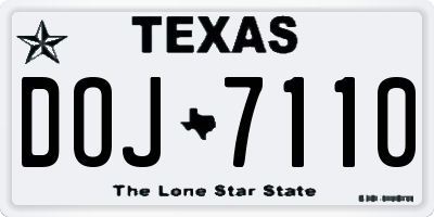 TX license plate DOJ7110