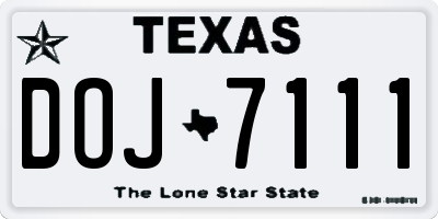 TX license plate DOJ7111