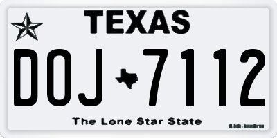 TX license plate DOJ7112
