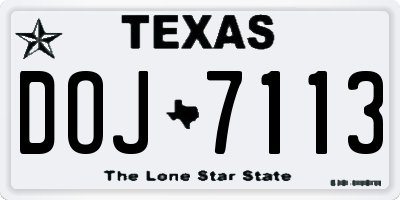 TX license plate DOJ7113