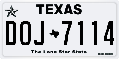 TX license plate DOJ7114