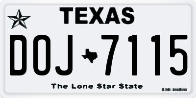 TX license plate DOJ7115