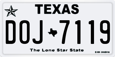 TX license plate DOJ7119