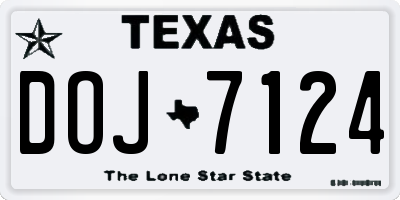 TX license plate DOJ7124