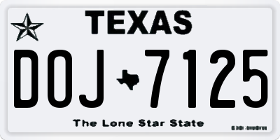 TX license plate DOJ7125