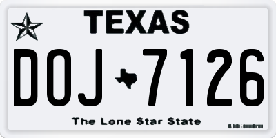 TX license plate DOJ7126