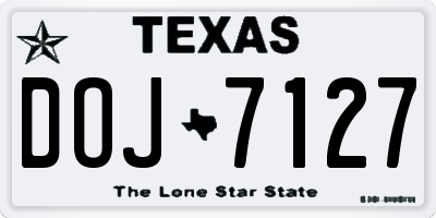 TX license plate DOJ7127